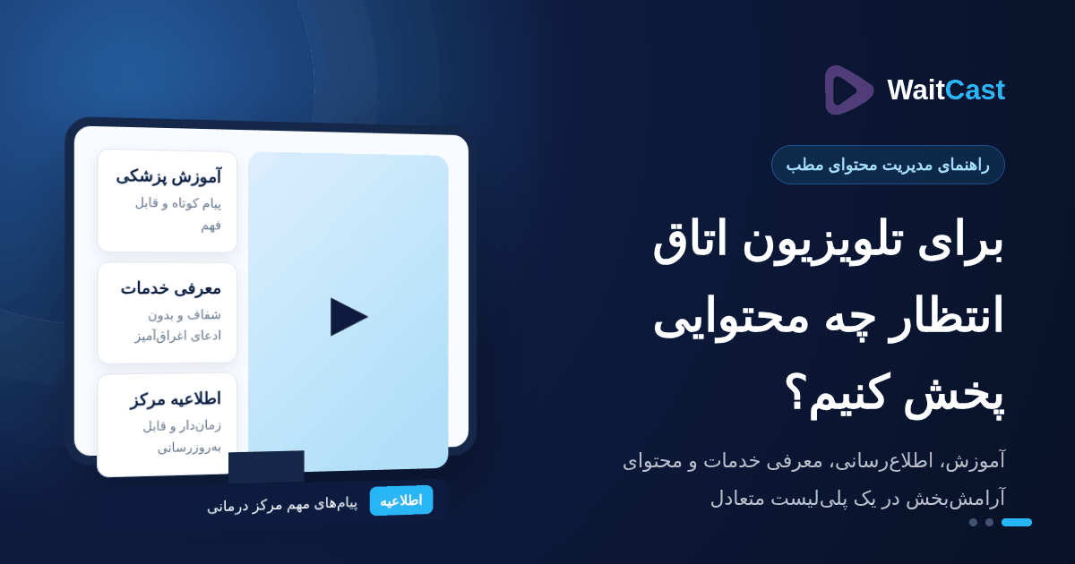 راهنمای انتخاب محتوای تلویزیون اتاق انتظار مطب